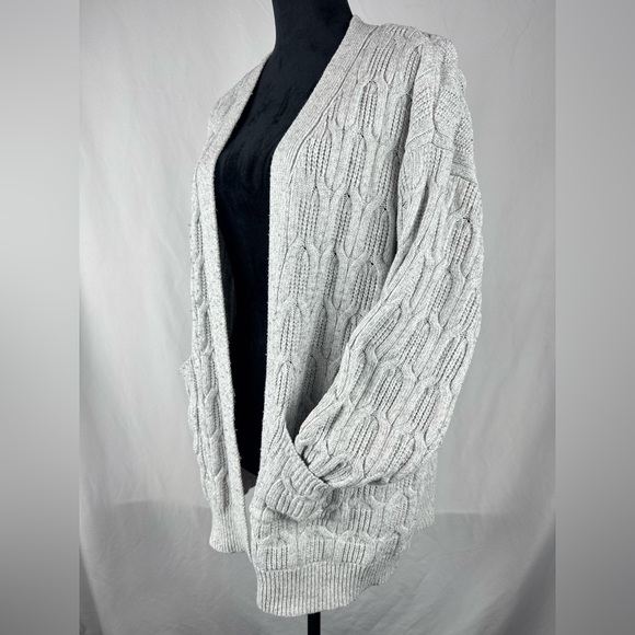 Time & Tru Knit Cardigan with Pockets in Gray - Picture 2 of 6
